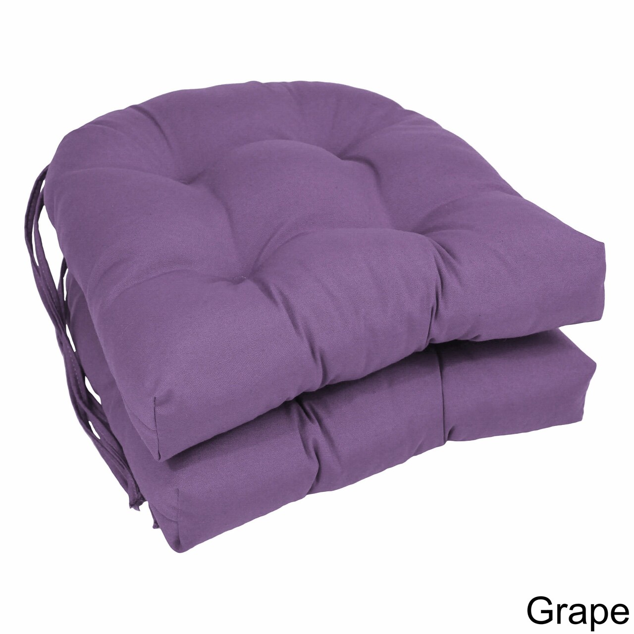 16-inch Solid Twill U-shaped Tufted Chair Cushions (Set of 2) - Grape